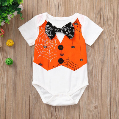 

Newborn Baby Boys Girls Halloween Cartoon Tie Romper Jumpsuit Set Clothes