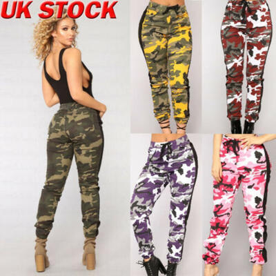 

Womens Camo Cargo Trousers Casual Pants Military Army Combat Camouflage Print UK