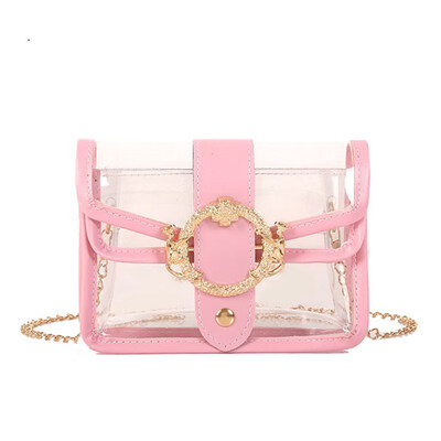 

Women Summer Transparent Jelly Bag Wild Chain Fashion Square Solid Color Shoulder Bag