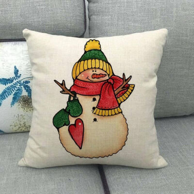 

1pcs Christmas Sofa Pillow Case 3d Snowman Cushion Cover Flax White Lovely