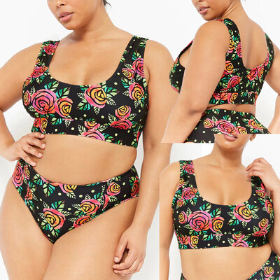 

Roseonmyhand Plus Size Solid Bikini Push-Up Pad Swimwear Bathing Swimsuit Beachwear Set