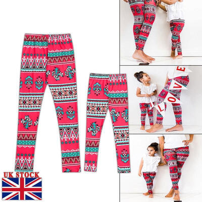 

US Family Matching Mother&Daughters Skinny Leggings Floral Pencil Trousers Pants
