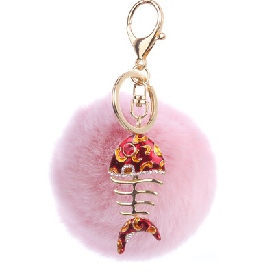 

Creative Smart Fishbone Keychain Rex Rabbit Plush Pendant Bag Mobile Phone Charm Fashion Pendant