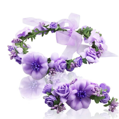 

Fashion Bride Flower Hairband Hair Accessories Wedding Hairband With Flower Bracelet Wristband