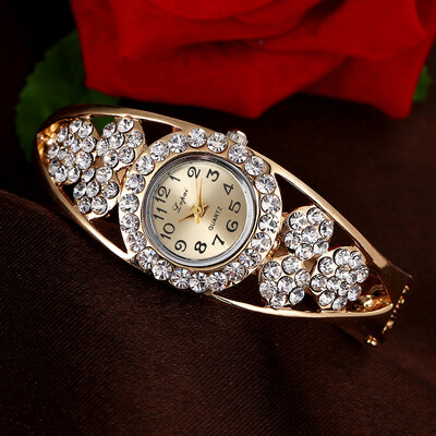 

Watch fashion full diamond table retro lady flower bracelet watch