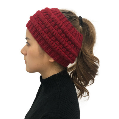 

Tailored Women Fashion Outdoor Solid Splice Hats Crochet Knit Holey Beanie Cap Headband