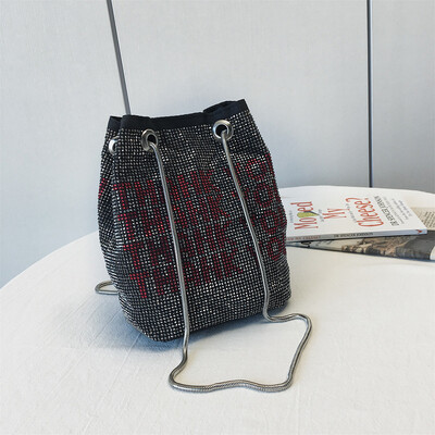 

Tailored Womens Fashion Multicolor Bag Bright Diamond Package Chain Letter Bucket Bag