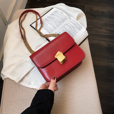 

Qiao Bani 2019 new South Korea ins fashion solid color chain tofu bag wild single shoulder diagonal trend handbags