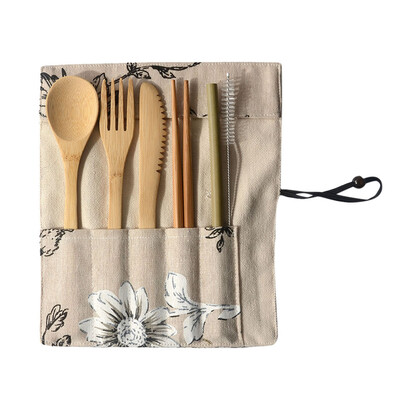 

Toponeto Portable Bamboo Cutlery Travel Eco-friendly Fork Spoon Set Include Reusable Bamb