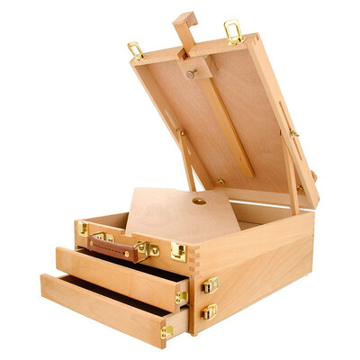 

Ktaxon Portable Artist Beechwood Table Top Easel 3 Layers 2 Drawers 14 34" x 10 34" x 6 14" Sketchbox with Palette