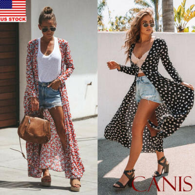 

USA Women Chiffon Boho Kimono Coat Sunblock Jacket Top Blouse Cardigan Dress