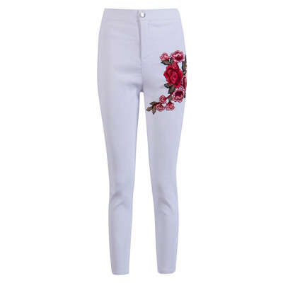 

Women Denim Skinny Leggings Pants High Waist Stretch Jeans Rose Pencil Trousers