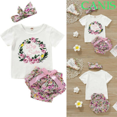 

3PCS Toddler Baby Girl Clothes Romper JumpsuitShort Pants Headband Outfit Set