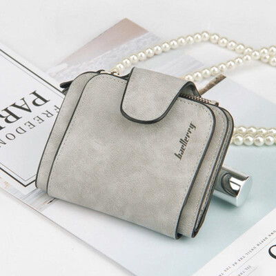 

Women Short Wallet Scrub PU Leather Zipper Card Holder Interior Pocket Multifunctional Solid Color Fashion Purse