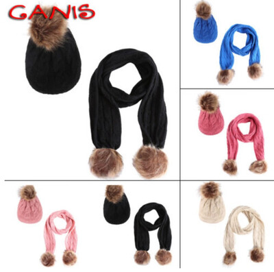 

Kids Toddler Winter Warm Knit Beanie Party Hats Boys Girls Pom Bobble Crochet Cap Scarf