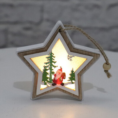 

Gobestart Christmas Decorations Wooden Glowing Scene Decoration Pendant Christmas Gifts