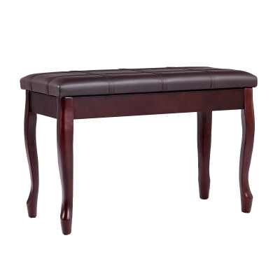 

Solid Wood PU Leather Piano Bench with Storage-Brown