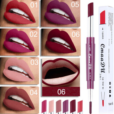 

6 color CmaaDu multi-function double head lipstick lip liner lip color lipstick blush lip gloss