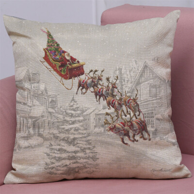 

Gobestart New Christmas Cotton Linen Pillow Case Sofa Cushion Cover Home Decor