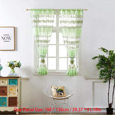 

Horizontal Stripe Sheer Curtain Window Screening Window Rod Pocket Curtain Panel for Living Room Bedroom Dining Room 39"X51" 1 Pan