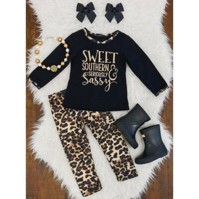 

US Baby Girls Long Sleeve T-shirtPants Leggings Outfits Toddler Clothes 0-4T