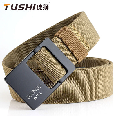 

New mens elastic stretch woven belt Casual outdoor belt Alloy buckle belt