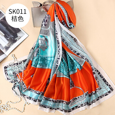

European&American fashion printing chain scarf new silk satin satin silk beach towel shawl wholesale SK011