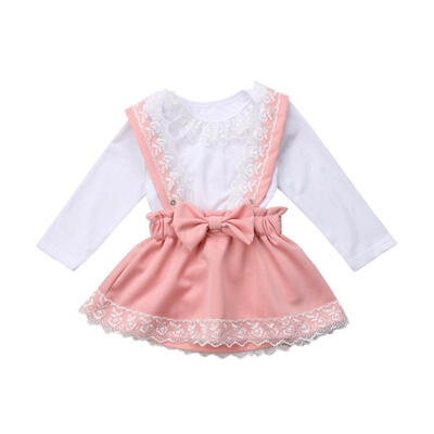 

Fancy Newborn Baby Girl Lace Romper Pink Skirt Dress Bodysuit Princess Party Outfit Set
