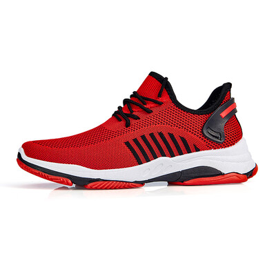 

2019 New Mesh Sneakers Vulcanized Rubber Shoes Male Casual Comfort Men Trainers Plus Size Wear-resistant Non-slip Red Footwear