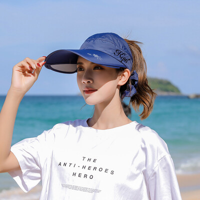 

Hat Female Summer Skytop Sunshade Cap Sunscreen Cap Face Cover Ultraviolet Protection Travel Extensible Sun Cap