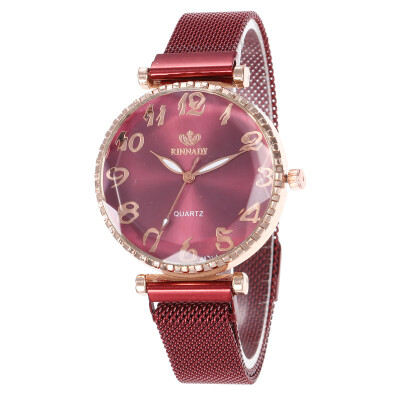 

Digital magnet stone strap ladies quartz watch wholesale student popular watch