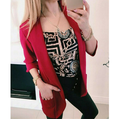 

Plus Size Women Fashion OL Long Sleeve Slim Fit Blazer Suit Jacket Coat Outwear