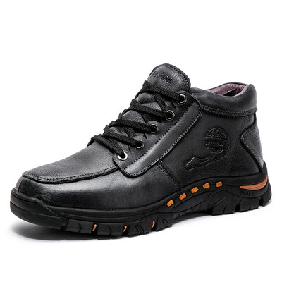 

Cross-border winter large size mens cotton shoes leather high plus velvet warm outdoor casual sports shoes non-slip wear-resistant mountaineering