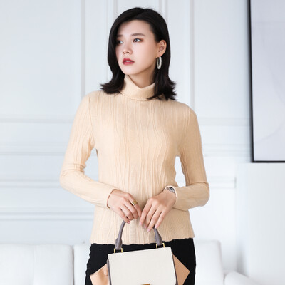 

QIANMUCHUN womens pile collar cashmere sweater comfortable soft 5781