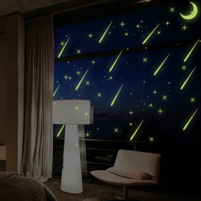 

New Hot Glowing Star Wall Stickers Light Fluorescent Sticker 3D Wall Stickers Bedroom Roof Meteor Moon Wall Decorations Christmas