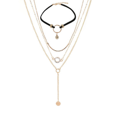 

Fashion Multi-layer Pendant Clavicle Chain Long Necklace Different Lengths Jewelry Set for Women