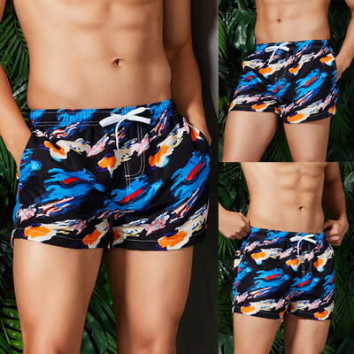 

Tailored Fashion Mens Loose-Fitting Printed Pocket Elastic Waistband Beach Trousers
