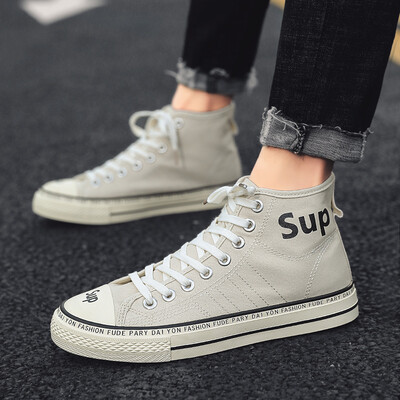 

Ins high-top canvas shoes mens summer breathable tide brand black shoes new Joker Korean version of medium-top board shoes