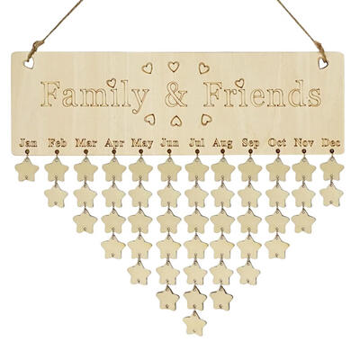 

Wooden Family Friends Dates Reminder Sign DIY Calendar Board Home Decorate