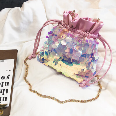

Summer mini small bag women 2019 new ins super fire sequin bucket bag Joker chain fairy messenger bag