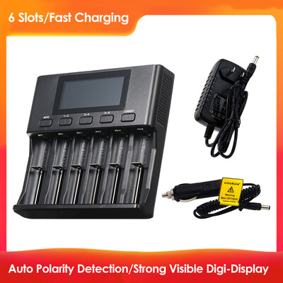 

LiitoKala Lii-S6 DC 12V 3A 6Slots Intelligent Batterys Chargers Kit 12V 3A Adapter for 37V Li-Ion 38V IMR 12V Ni-MHCd 32V LiF