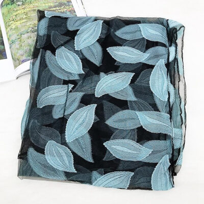 

1Pc Fashion Design Leafs Embroidered Organza Scarves And Shawls Scarf For Women