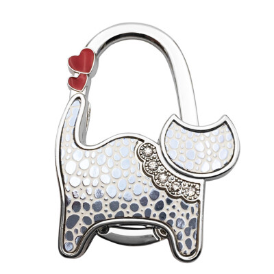 

1Pcs New Mini Cute Cat Women Folding Handbag Bag Table Hook Hanger Holder 2 In 1 Accessory