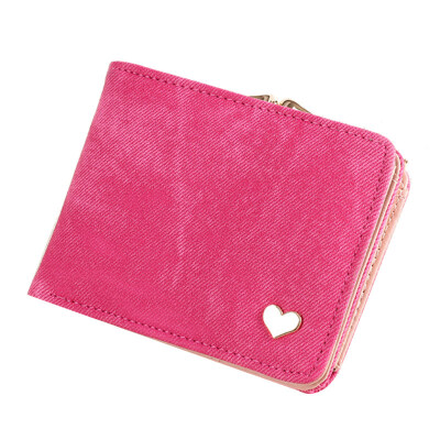 

Women Heart Kiss Lock Bifold Coin Purse Card Cash Holder Faux Leather Wallet