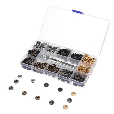 

480Sets 4 Colors Clothes 4 in 1 Fastener Snap Set Metal Press Stud Cloth Button Setting Tool Kit