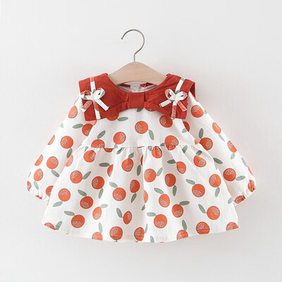 

Autumn Baby Dresses Casual Baby Girls Fruit Pattern Long Sleeve Dress Kids Toddler Pageant Sundress