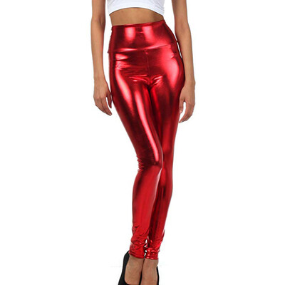 

Tailored Women Shiny Liquid Metallic High Waist Stretch Leggings Party Pencil Pants