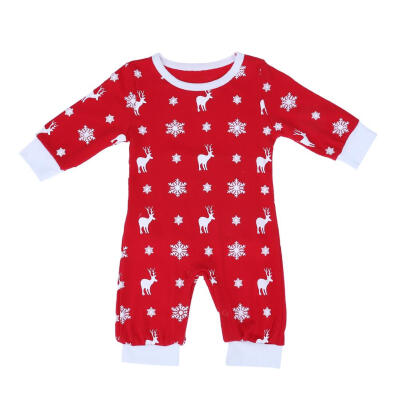 

Spring Autumn Xmas Baby Romper Deer Snowflake Print Baby Climbing Jumpsuit