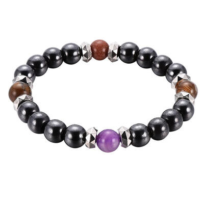 

Elastic Hematite Bracelet Colorful Charm Men Women Health Care Accessory
