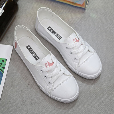 

Summer-style shallow-mouthed small white shoes womens single-shoe beans shoes flat sole summer breathable leisure white shoes